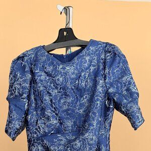 rickie freeman teri jon dress 10 Blue Floral Short sleeves